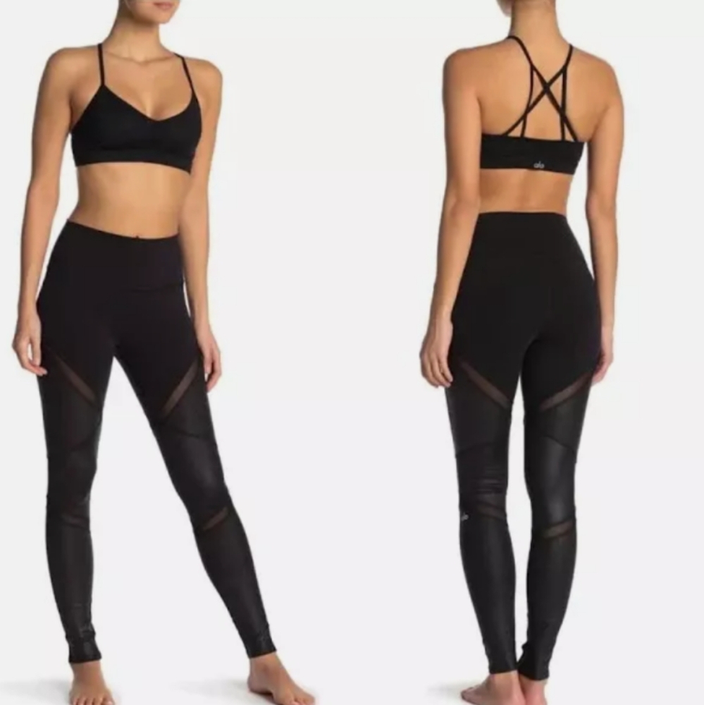 Alo Yoga Sheer Black High Waist Leggings Size Small